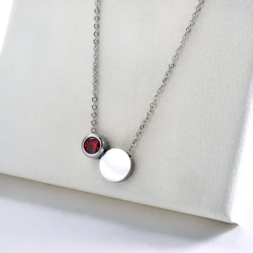 Simple Stainless Steel Silver Round Geometry With Zircon Charm Necklace
