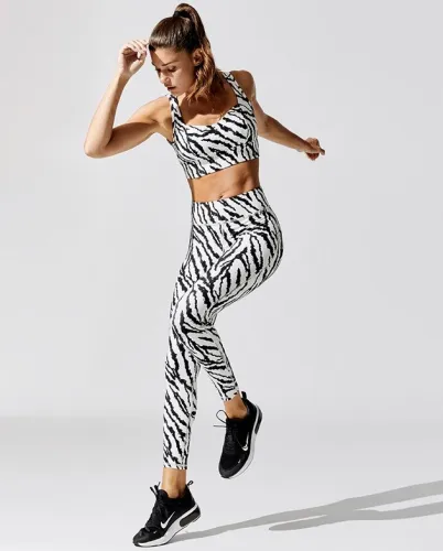 Summer Sports Fitness Zebra Print Yoga Bra and Legging Set
