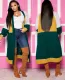 Autumn Contrast Color Long Cardigans with Full Sleeves
