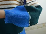 Winter Colorful Contrast Stripes Round Neck Pullover Sweater