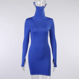 Autumn Party Sexy Solid Plain Mini Dress