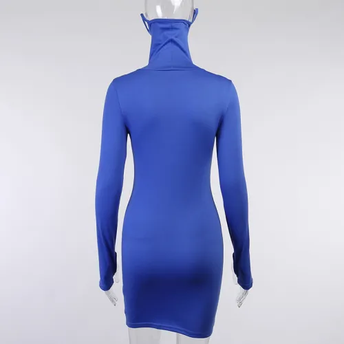 Autumn Party Sexy Solid Plain Mini Dress