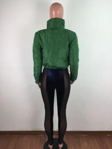 Winter Solid Plain Padded Short Zipper Jacket