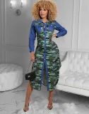 Autumn Camou Print Long Blouse Dress