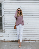 Autumn Sexy Cross Back Pullover Sweater with Bat Sleeves