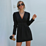 Winter Party Sexy V-Neck Mini Formal Dress with Belt
