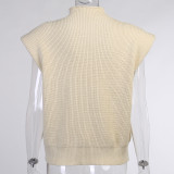 Autumn Turtleneck Cap Sleeve Loose Sweater