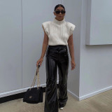 Autumn Turtleneck Cap Sleeve Loose Sweater