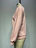Autumn Pink Beaded Round Neck Shirt