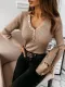 Autumn V-Neck Buttoned Knitting Basic Top