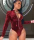 Winter Party Sexy Zip Up Long Sleeve Leather Bodysuit