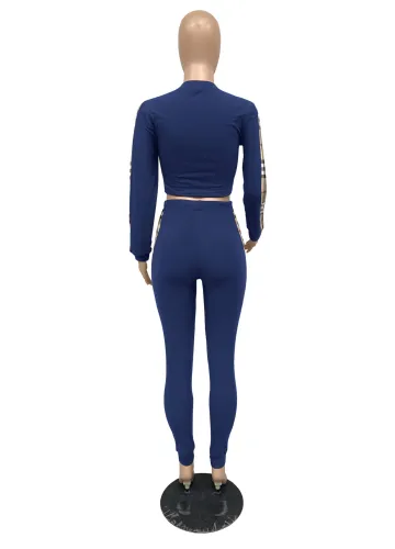 Autumn Casual Print Crop Top and Pants Set