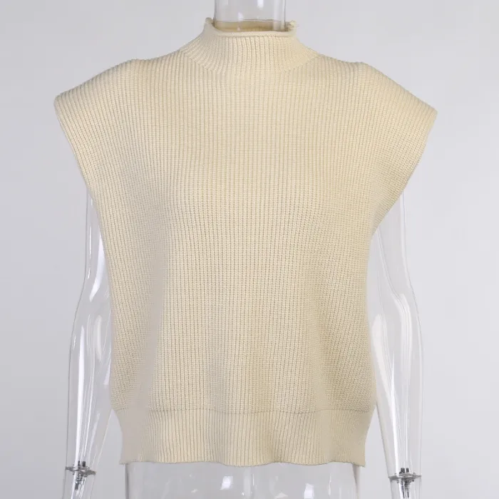 Autumn Turtleneck Cap Sleeve Loose Sweater