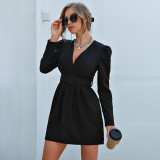 Winter Party Sexy V-Neck Mini Formal Dress with Belt