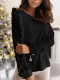 Autumn Solid Plain Back Button Up Ruffle Blouse