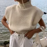 Autumn Turtleneck Cap Sleeve Loose Sweater