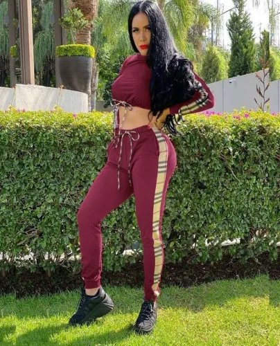Autumn Casual Print Crop Top and Pants Set