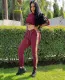 Autumn Casual Print Crop Top and Pants Set