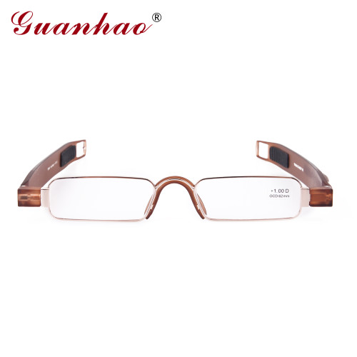 Guanhao Brand Retro Portable Reading Glasses Rotate TR90 Resin Foldable Reading Eyewear Presbyopic Glasses Men Women Eyewear