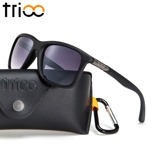 TRIOO High Quality Sunglasses Black Matte Simple Designer Men Shades Oculos UV400 Protection Sun Glasses For Men With Case Box