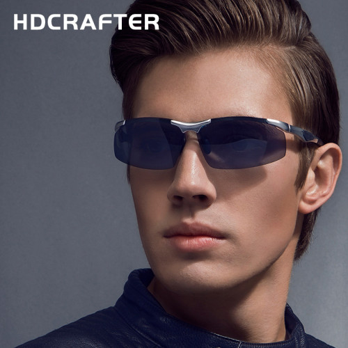 Hot Men's Driving Half-frame Magnesium Alloy Mirror Polarized Sunglasses Fashion Eyewear