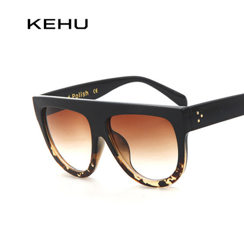 KEHU Woman Flat Top Oversized Sun Glasses Cat Eye Sunglasses Brand Designer oculos De Sol K9250