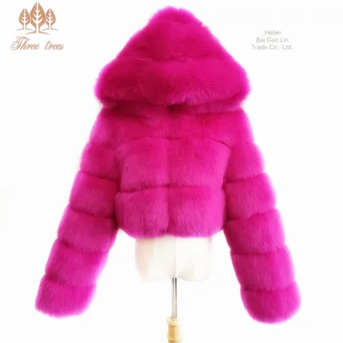 2020 New Winter Coat Jacket Women Faux Fox Fur Coat with Hood Fashion Short Style Fake Fur Coat for Lady