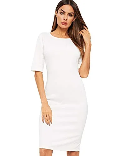 Shein 女式短袖优雅紧身铅笔连衣裙