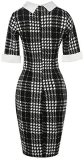 Sakaly Women's Slim Fit Plaid Floral Print Half Sleeve Formal Skinny Pencil Skirt SK276
