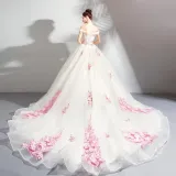 Unique White Lace Tulle Long Prom Dress, Tulle Evening Dress SP15385