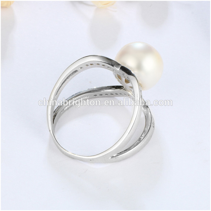 Bride Accessories 925 Sterling Silver Wedding Ring With Clear Zircon And Pearl 1-5y2579-15600