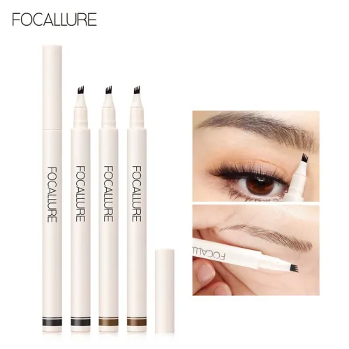 FOCALLURE 4 Fork Liquid Eyebrow Pencil Waterproof Natural Eyebrow  Eye Brow Tint Fork Tip Long Lasting Professional Makeup