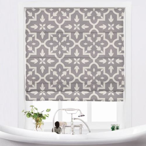 JOYCE Abstract Print Polyester Linen Room Darkening Roman Shade
