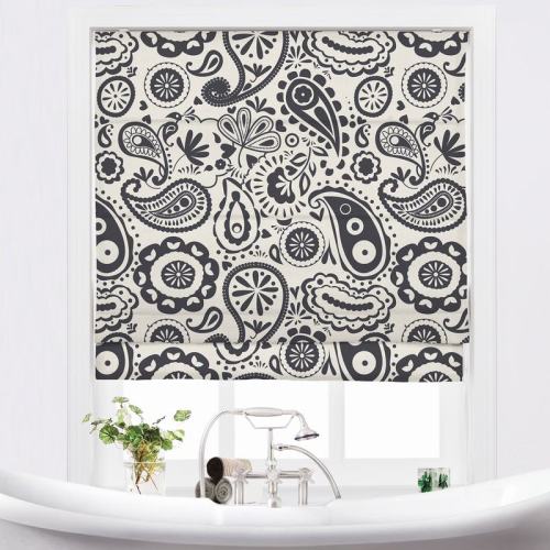 STELLA Paisley Print Polyester Linen Room Darkening Roman Shade