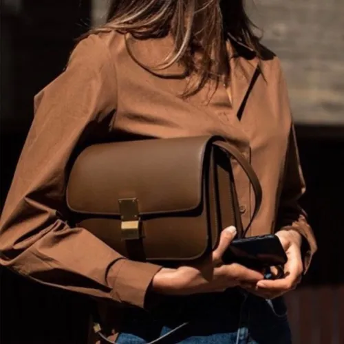 New Top Quality Solid Genuine Cowhide Lady Box Message Bag Women Cow Leather Muli-colors Fashion Crossbody Shoulder Bag