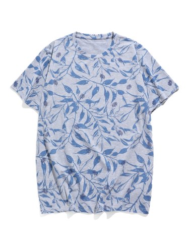 Men's Leaf Print Round Neck T-Shirt