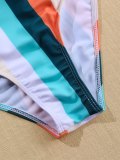 Colorful Striped One-Piece Swimwear