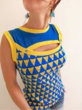 Geometric print strapless round neck casual vest