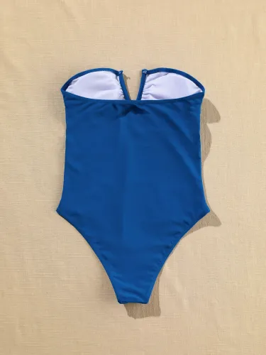 Off Shoulder V Notch One-Piece Swimwea