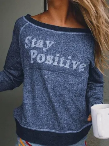 Letter Cotton-Blend Long Sleeve Shirts & Tops