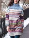 Turtleneck Cotton Long Sleeve Shift Dresses