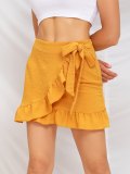 Ruffle Solid Bowknot Skirt