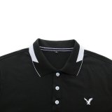 Men's Bird Embroidery Colorblock Collar Polo Shirt