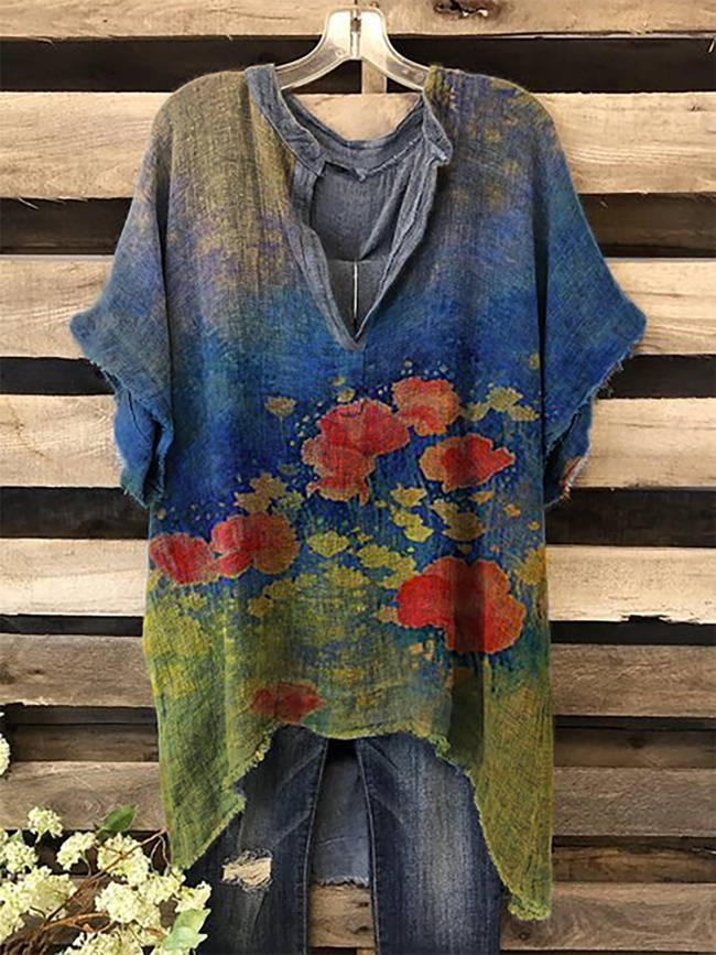 Plus size Poppy Floral Shirts & Tops
