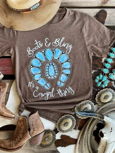 Short Sleeve Printed Vintage Letter Shirts & Tops
