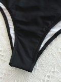 Two Tone Colorblock Front Knot One-Piece Swimsuit