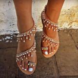 Women Plus Size Imitation Pearls Sandals Casual Slip-On Sandals