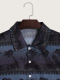 Men's Palm Tree Graphic Button Blouse