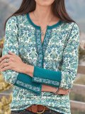 Casual Floral Long Sleeve Round Neck Shirts & Tops