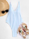Striped Print One-Piece Swimwear